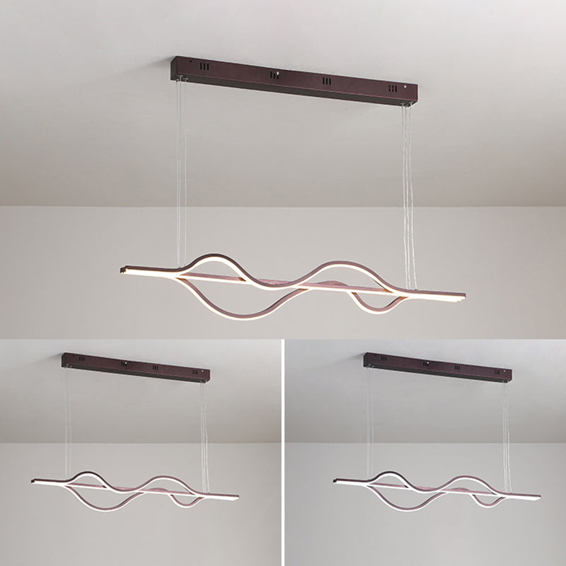 Vague grande cuisine pendante lumières aluminium moderne simplicité île île lustre lumières pour restaurant