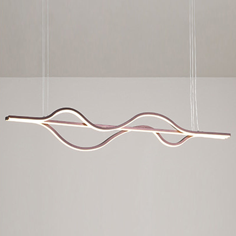 Vague grande cuisine pendante lumières aluminium moderne simplicité île île lustre lumières pour restaurant