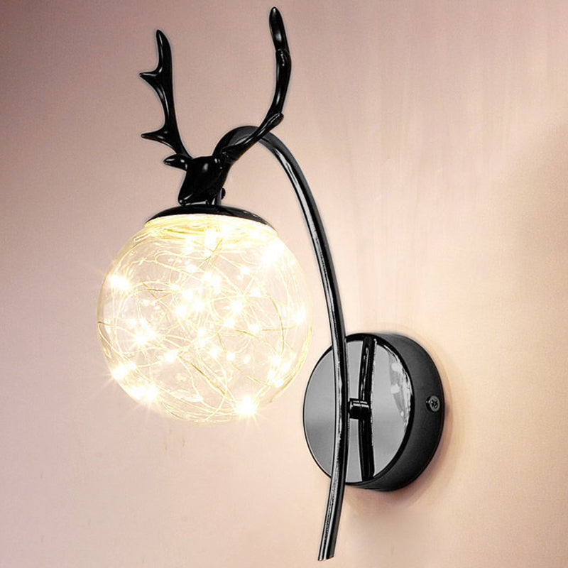 Decorative LED String Light Glass Wall Lamp with Gooseneck for Bedroom Living Room