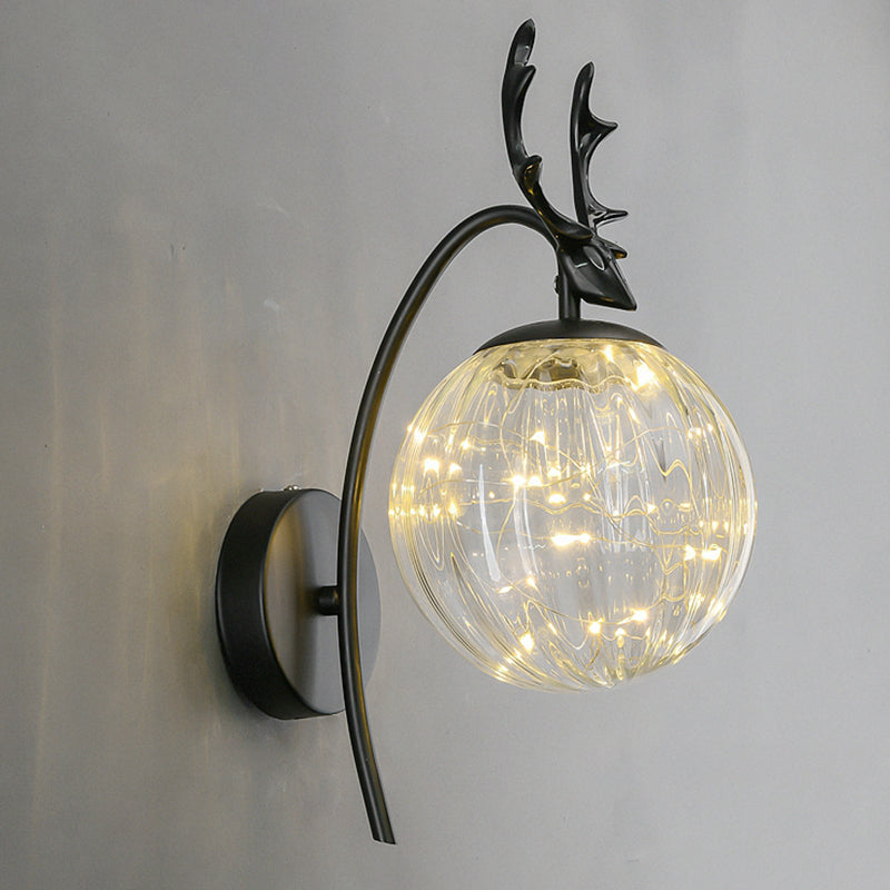 Decorative LED String Light Glass Wall Lamp with Gooseneck for Bedroom Living Room