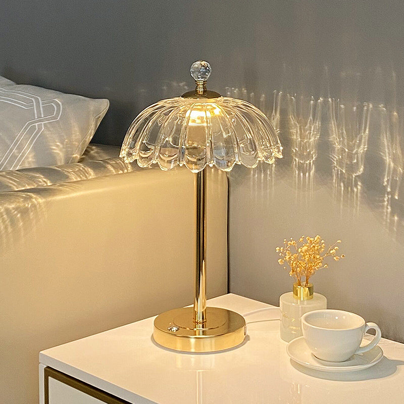 Modern Minimalist Style Dome Nightstand Lamp Glass 1 Light Table Lamp for Bedroom