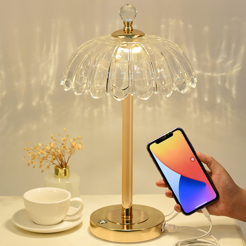 Modern Minimalist Style Dome Nightstand Lamp Glass 1 Light Table Lamp for Bedroom