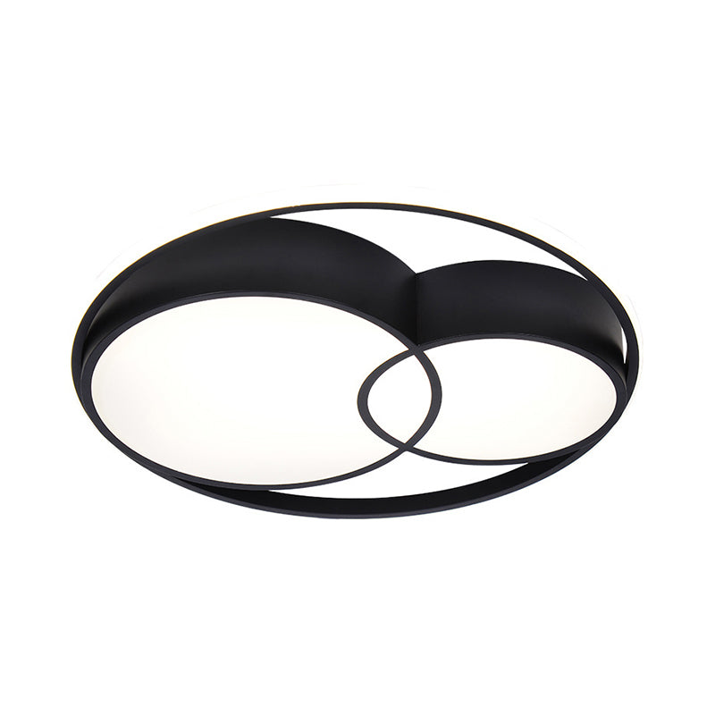 2-Drum Acrylic LED Flush Mount Light Nordic Style Black Ceiling Light Fixture in Warm/White/3 Color Light