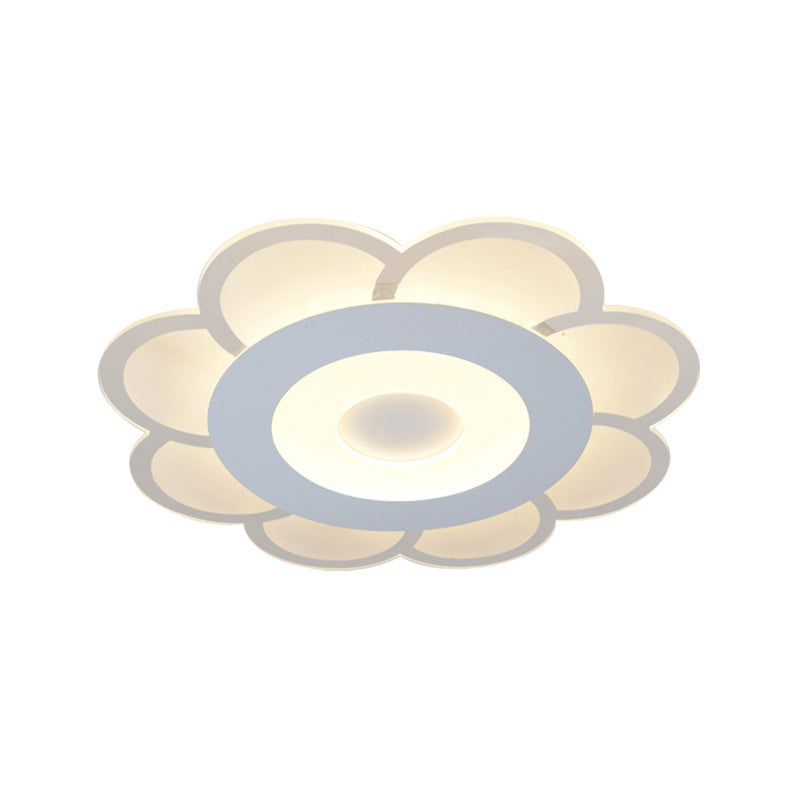 8"/16.5"/20.5" W White 8-Petal Flush Mount Ceiling Light Nordic Frosted Acrylic LED Flush Lamp in Warm/White Light