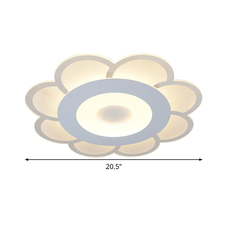 8"/16.5"/20.5" W White 8-Petal Flush Mount Ceiling Light Nordic Frosted Acrylic LED Flush Lamp in Warm/White Light