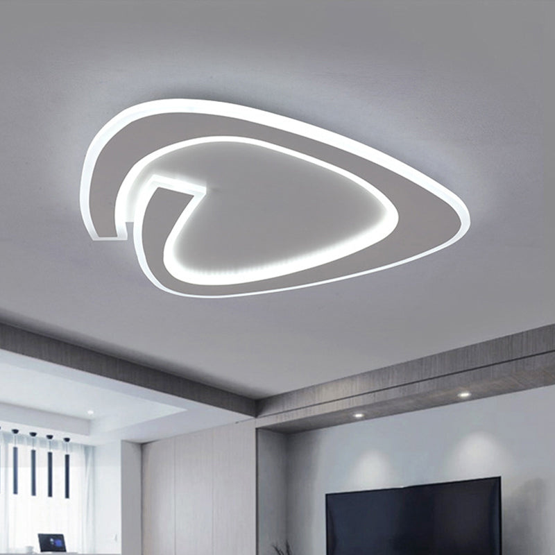 19.5"/23.5" W Triangle Acrylic Ceiling Lamp Minimalist LED Grey Flush Lighting in Warm/White Light