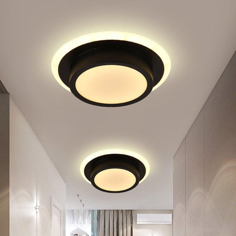Mini lámpara de techo empotrada redonda/cuadrada, LED de metal contemporáneo, montaje empotrado en blanco/negro, luz blanca/cálida