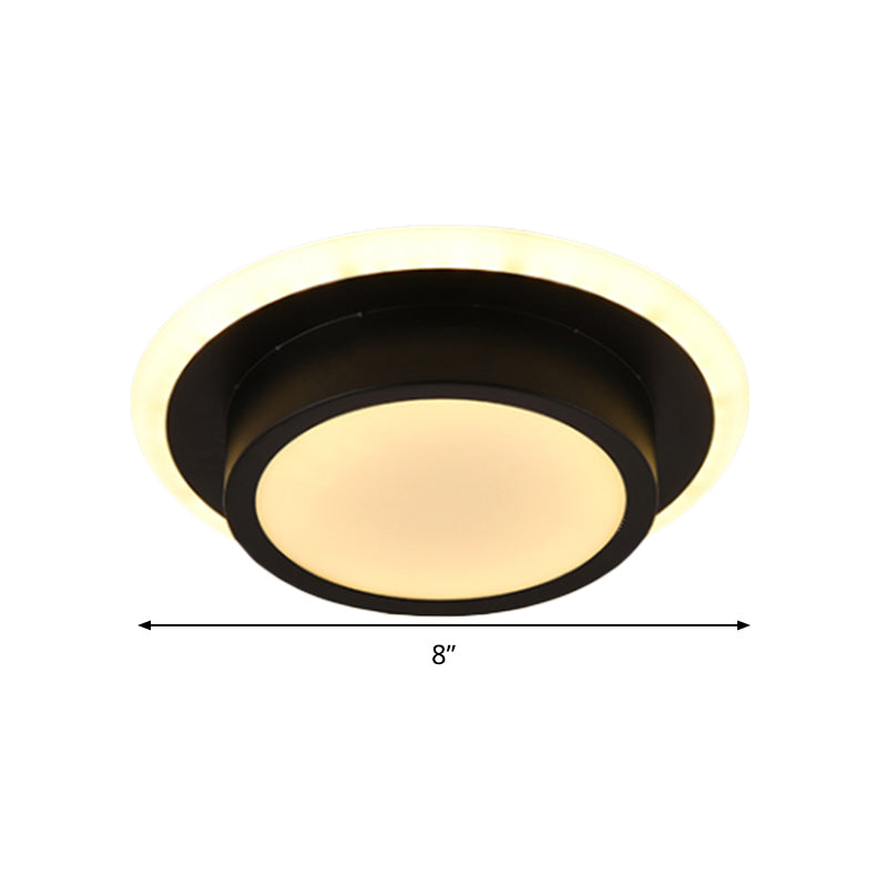 Mini lámpara de techo empotrada redonda/cuadrada, LED de metal contemporáneo, montaje empotrado en blanco/negro, luz blanca/cálida