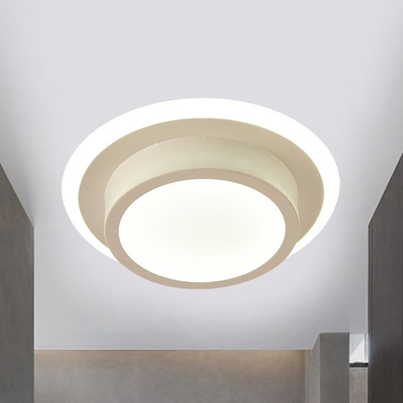 Mini lámpara de techo empotrada redonda/cuadrada, LED de metal contemporáneo, montaje empotrado en blanco/negro, luz blanca/cálida