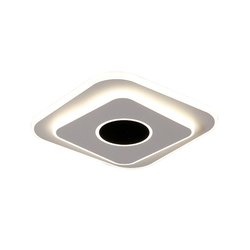 LED Foyer Mini Flush Ceiling Light Modernist Black and White Flush Lamp with Tiered Round/Square Acrylic Shade in Warm/White Light