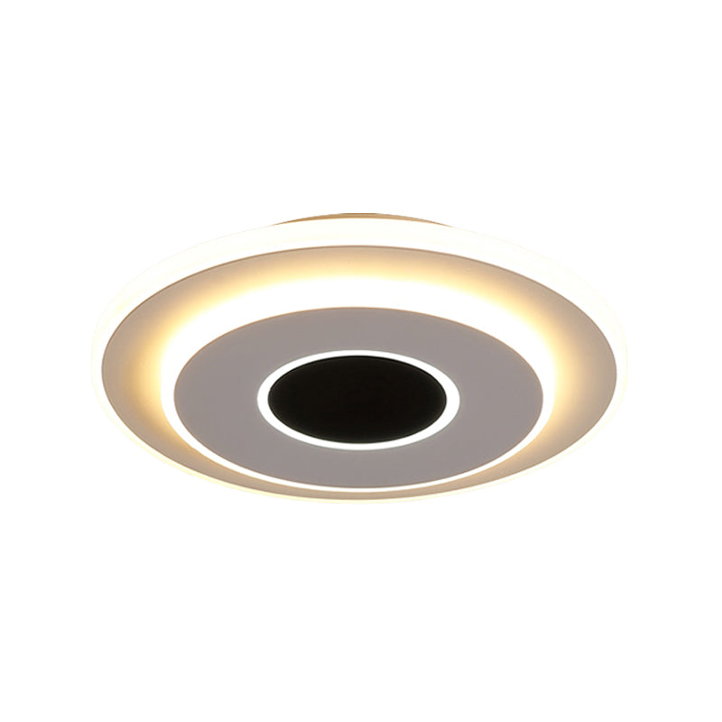 LED Foyer Mini Flush Ceiling Light Modernist Black and White Flush Lamp with Tiered Round/Square Acrylic Shade in Warm/White Light