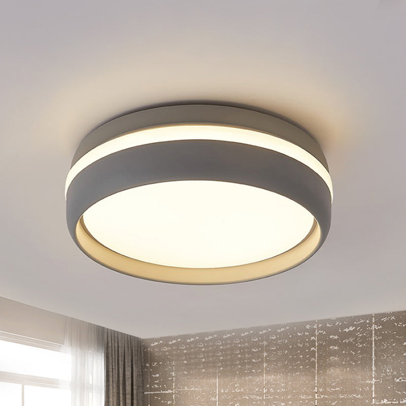 Petit plafonnier LED intégré en acrylique, petit tambour noir/gris, Kit de plafonnier en acrylique, lumière chaude/blanche