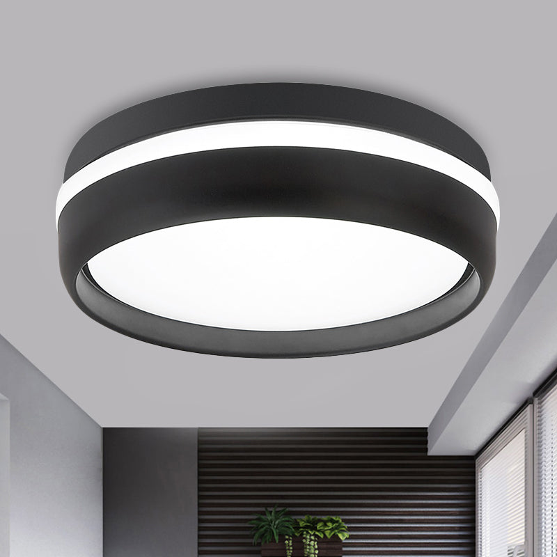 Petit plafonnier LED intégré en acrylique, petit tambour noir/gris, Kit de plafonnier en acrylique, lumière chaude/blanche