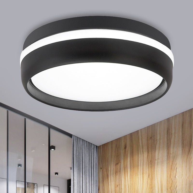 Petit plafonnier LED intégré en acrylique, petit tambour noir/gris, Kit de plafonnier en acrylique, lumière chaude/blanche