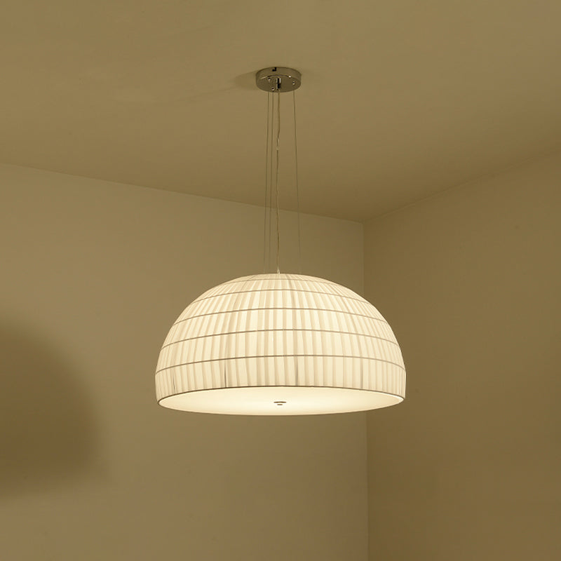 Fabric Dome Hanging Ceiling Light Modern 4 Lights White Chandelier Light Fixture