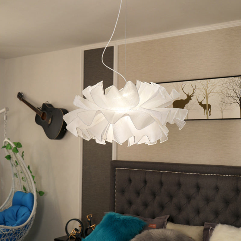 Fabric Wavy Pendant Light Fixture Nordic 1 Head Black/White Hanging Ceiling Light for Bedroom
