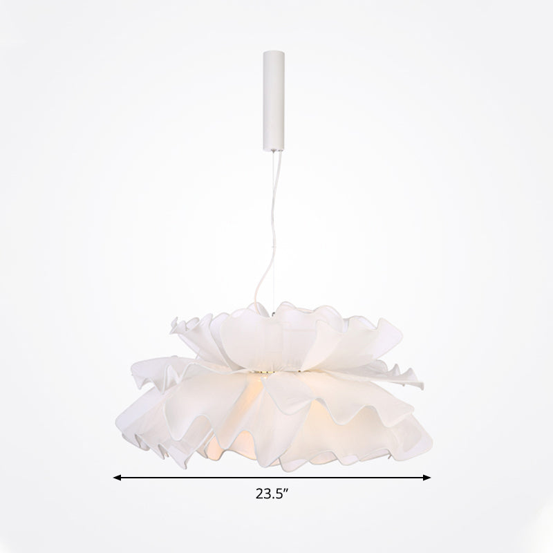 Fabric Wavy Pendant Light Fixture Nordic 1 Head Black/White Hanging Ceiling Light for Bedroom