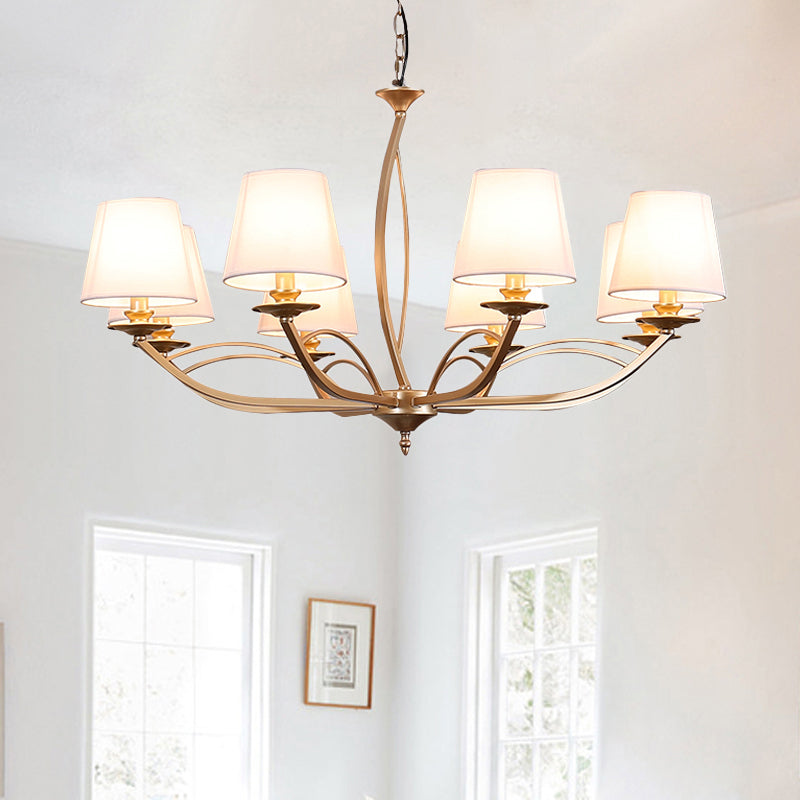 Barrel Fabric Chandelier Lighting Fixture Contemporary 4/6/8 Heads White Suspension Light