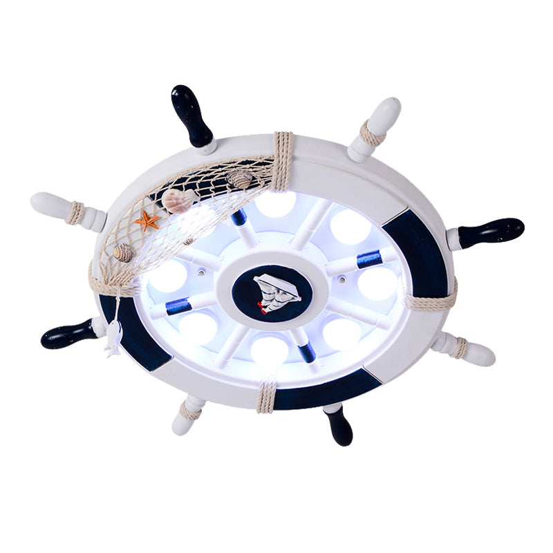Children's Room Flushmount Light Boy Bedroom Room Study Kindergarten Mediterranean Style Creative Cartoon Ship Rudder Eye Protection Lamps