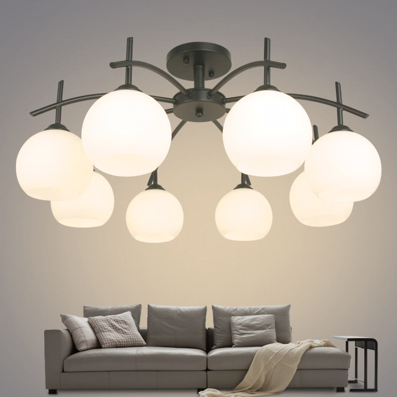 Glass Black Semi Flush Mount Chandelier Global Minimalist Ceiling Mount Chandelier