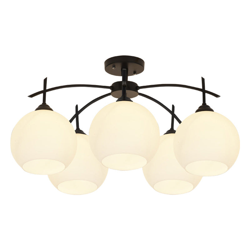 Glass Black Semi Flush Mount Chandelier Global Minimalist Ceiling Mount Chandelier