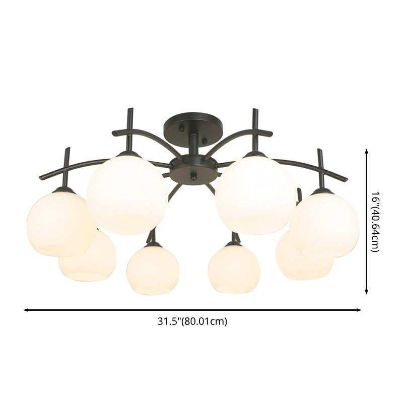 Glass Black Semi Flush Mount Chandelier Global Minimalist Ceiling Mount Chandelier