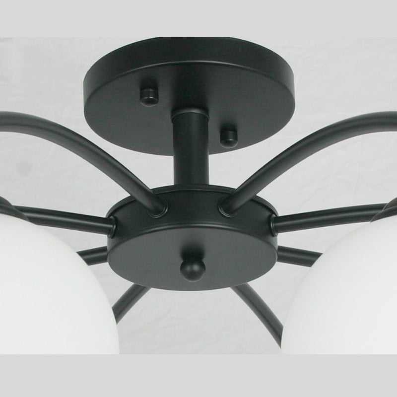 Glass Black Semi Flush Mount Chandelier Global Minimalist Ceiling Mount Chandelier