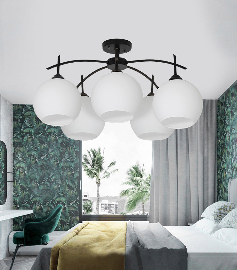 Glass Black Semi Flush Mount Chandelier Global Minimalist Ceiling Mount Chandelier