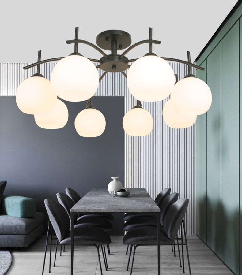 Candelera de lámpara de montura de montura semi de vidrio de vidrio global lámpara de montaje de techo minimalista