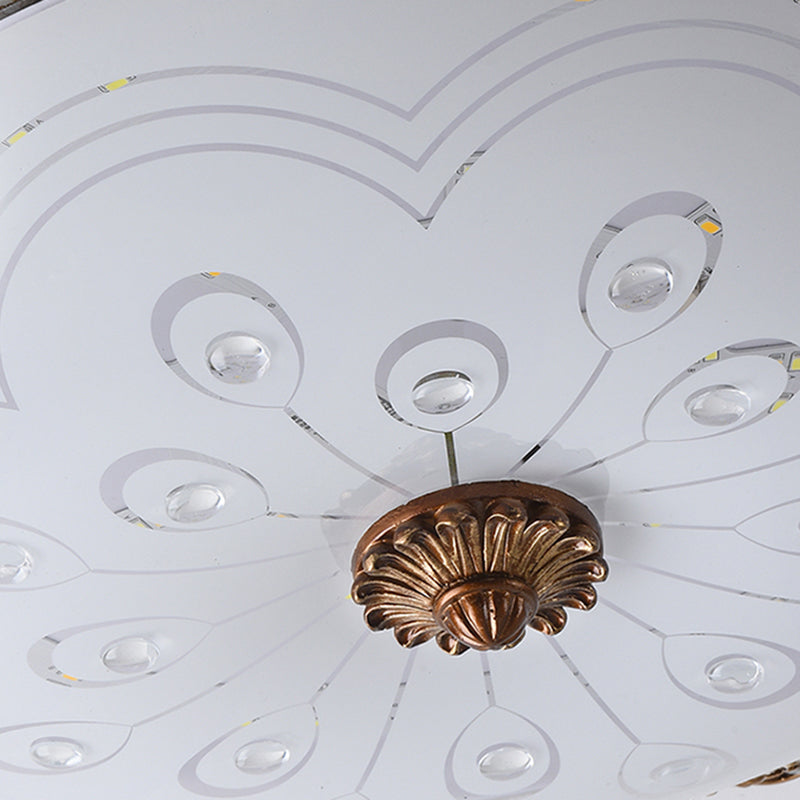 Traditional Bowl Flush Mount Lighting LED Glass Flush Mount Ceiling Light in White