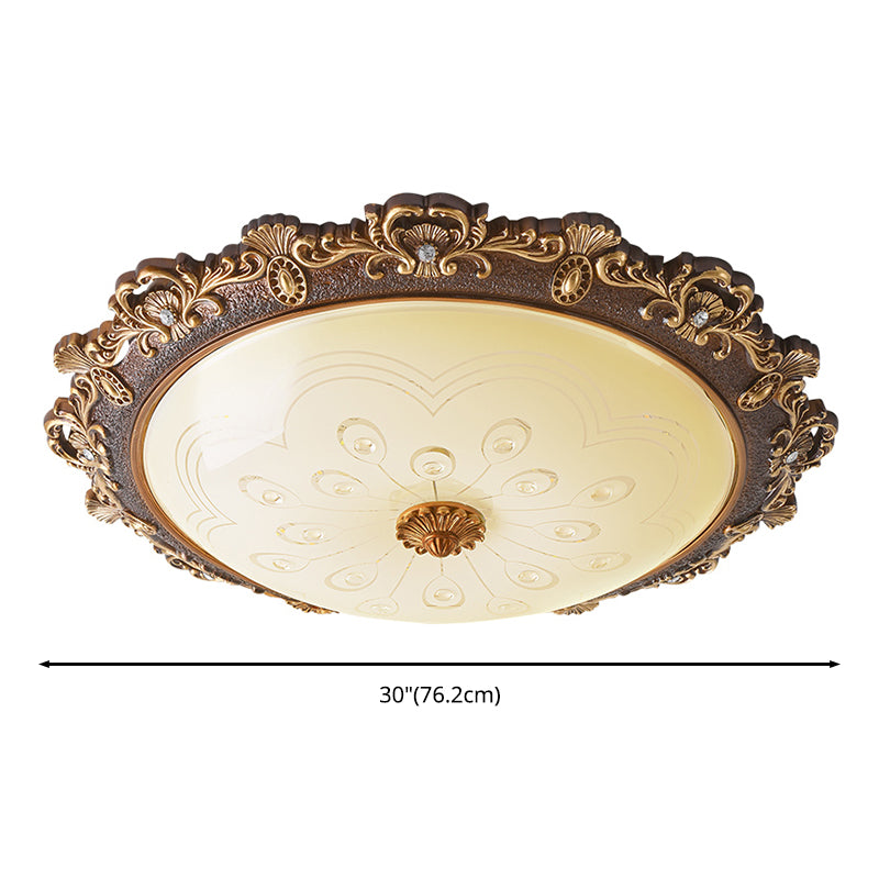 Traditional Bowl Flush Mount Lighting LED Glass Flush Mount Ceiling Light in White