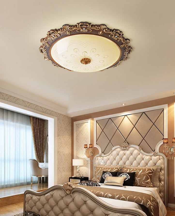 Traditional Bowl Flush Mount Lighting LED Glass Flush Mount Ceiling Light in White