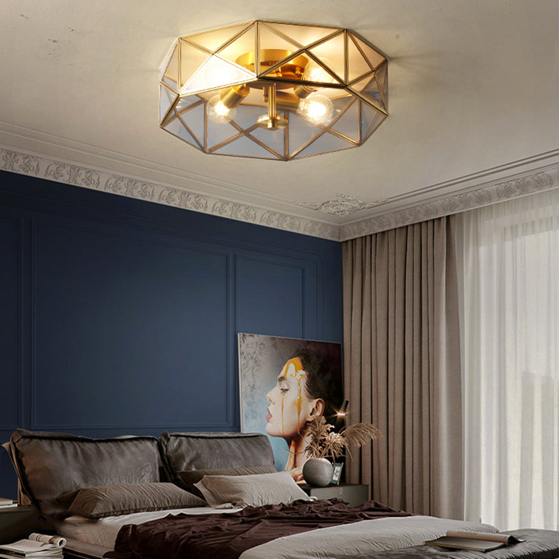 Verre Bousine ombragée Fixation de la lumière Fixture traditionnelle Fixation du plafond Fixation en clair