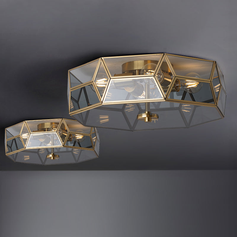 Verre Bousine ombragée Fixation de la lumière Fixture traditionnelle Fixation du plafond Fixation en clair