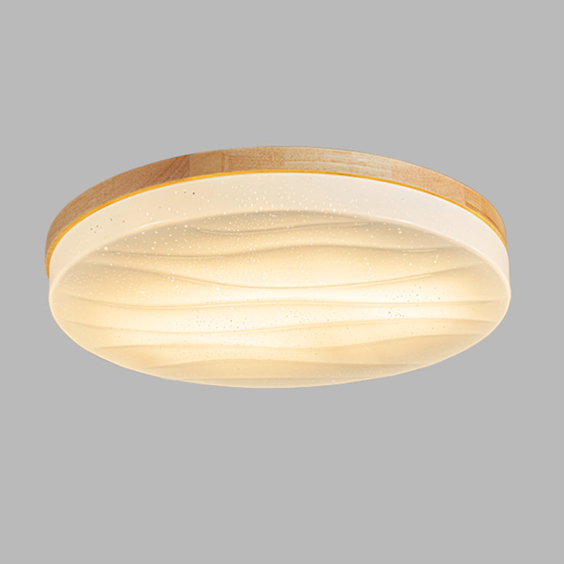 Log Color Circular LED Flush Mount in Modern Creative Style Wooden Ceiling Fixture for Bedroom