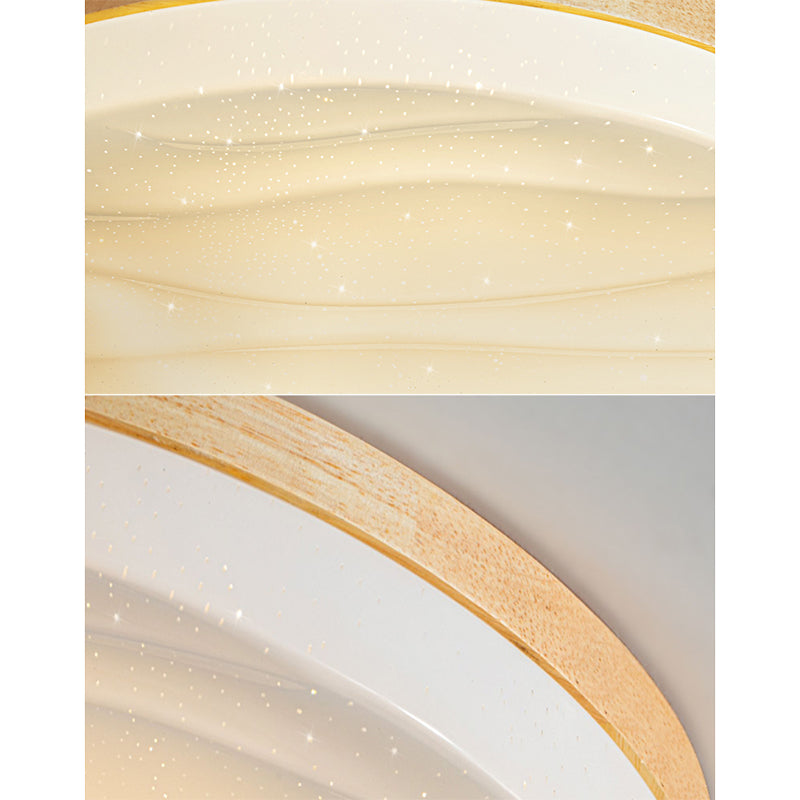 Log Color Circular LED Flush Mount in Modern Creative Style Wooden Ceiling Fixture for Bedroom