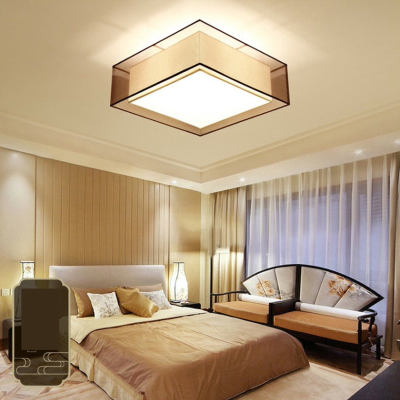 Coffee Flush Mount Lighting Fixture Minimalist-Style Fabric Geometrical Close to Ceiling Lamp