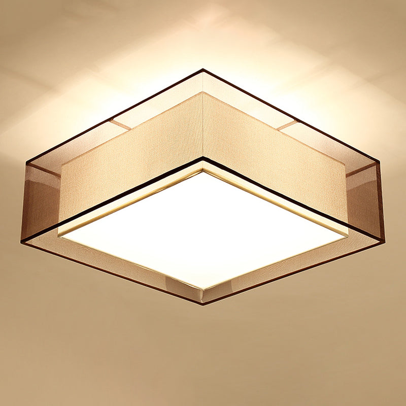 Coffee Flush Mount Lighting Fixture Minimalist-Style Fabric Geometrical Close to Ceiling Lamp