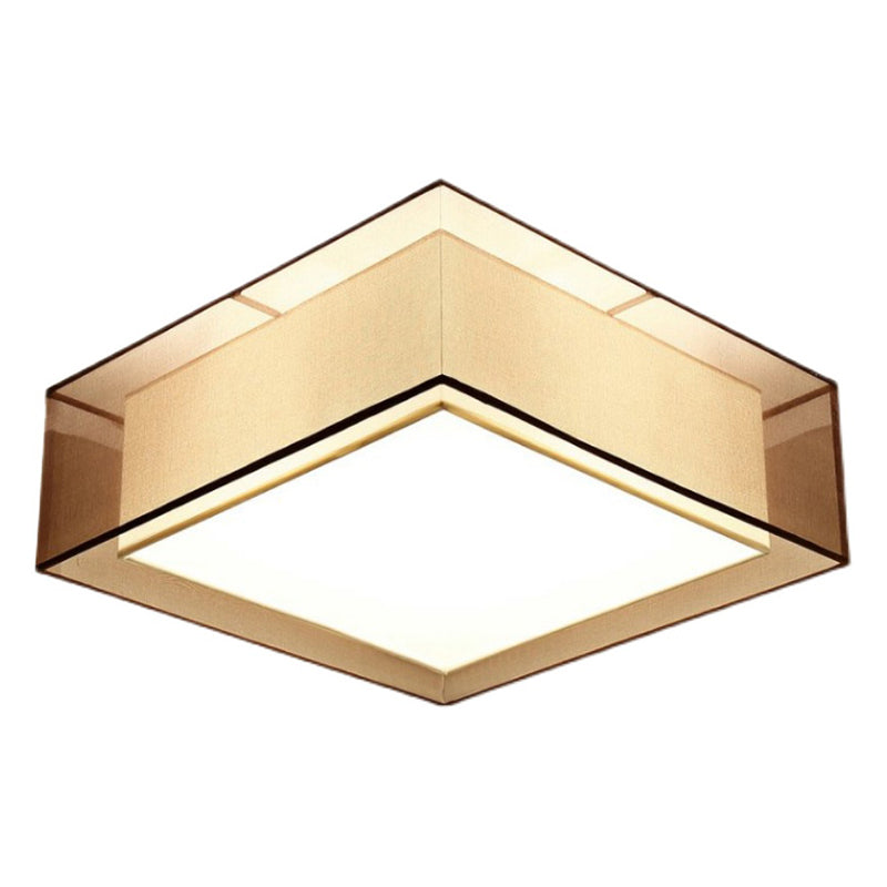 Coffee Flush Mount Lighting Fixture Minimalist-Style Fabric Geometrical Close to Ceiling Lamp