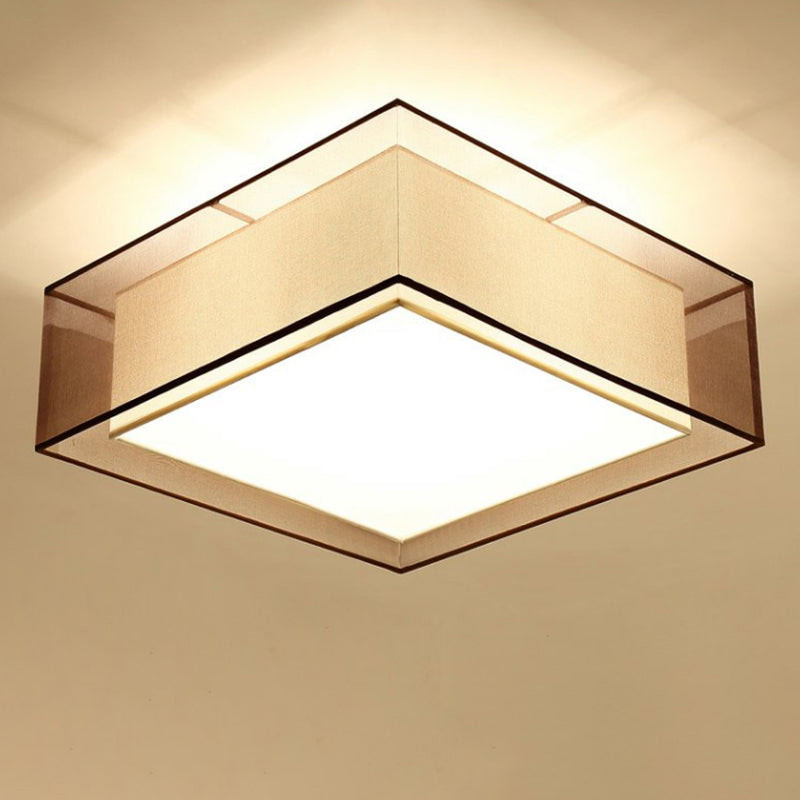 Coffee Flush Mount Lighting Fixture Minimalist-Style Fabric Geometrical Close to Ceiling Lamp
