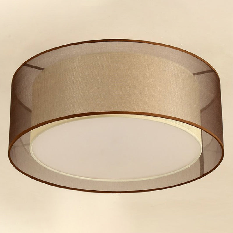 Coffee Flush Mount Lighting Fixture Minimalist-Style Fabric Geometrical Close to Ceiling Lamp