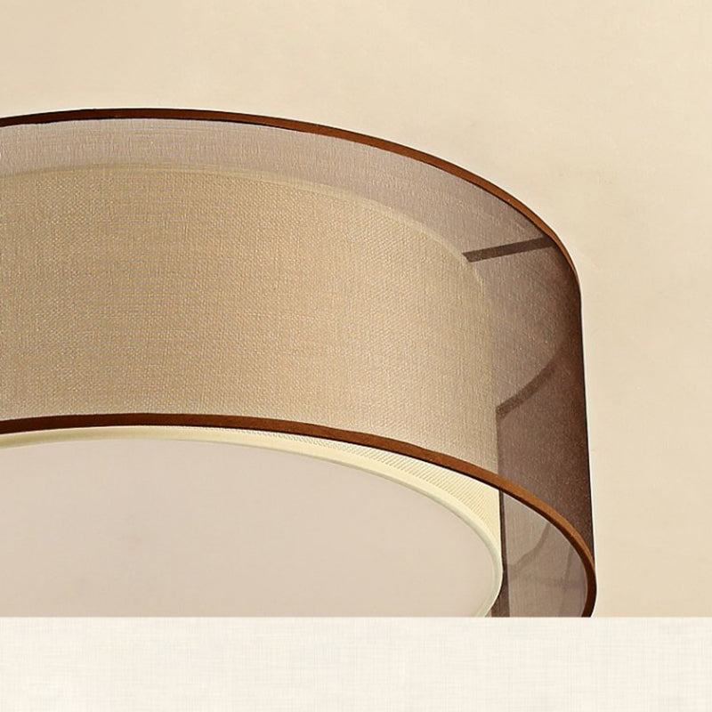 Coffee Flush Mount Lighting Fixture Minimalist-Style Fabric Geometrical Close to Ceiling Lamp