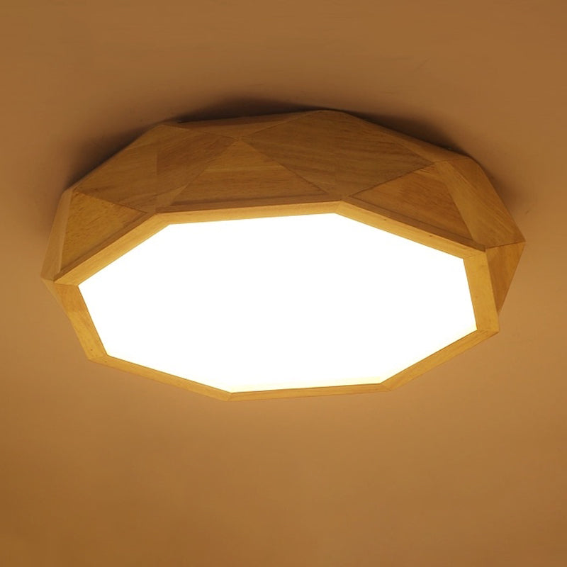 Holz Geometrische LED Deckenleuchte In Moderner Einfachheit Acryl Indoor Flush Mount in Log-Farbe