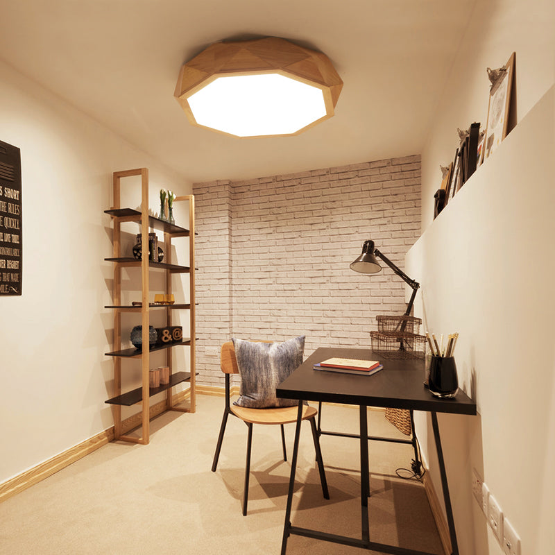 Holz Geometrische LED Deckenleuchte In Moderner Einfachheit Acryl Indoor Flush Mount in Log-Farbe