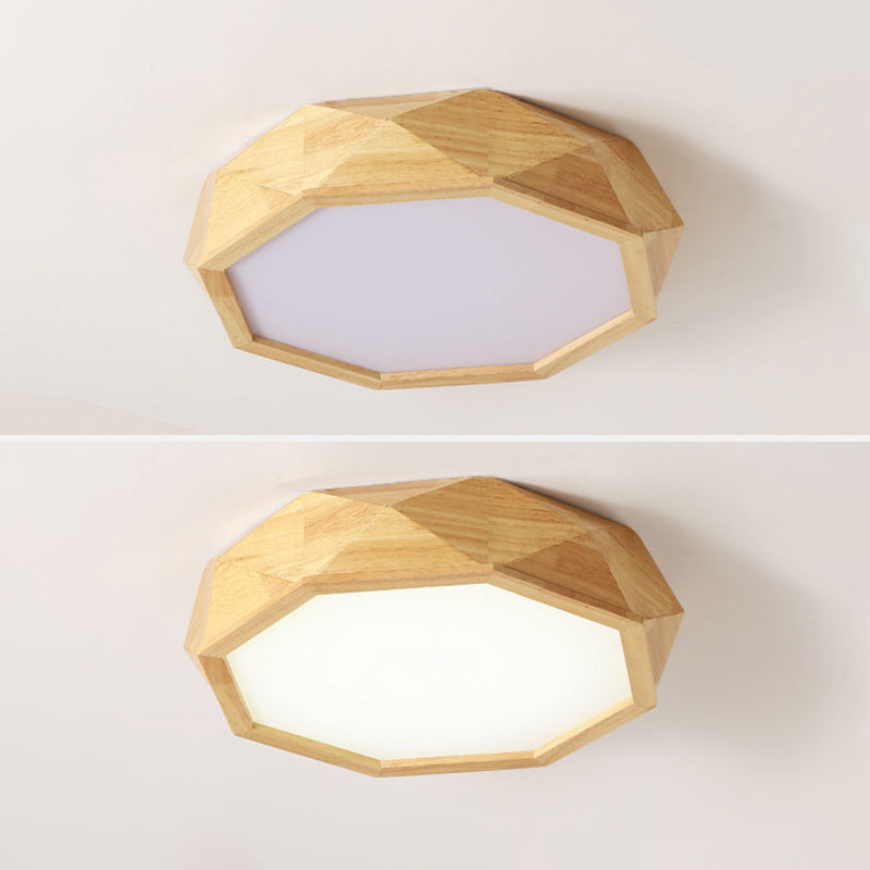 Holz Geometrische LED Deckenleuchte In Moderner Einfachheit Acryl Indoor Flush Mount in Log-Farbe