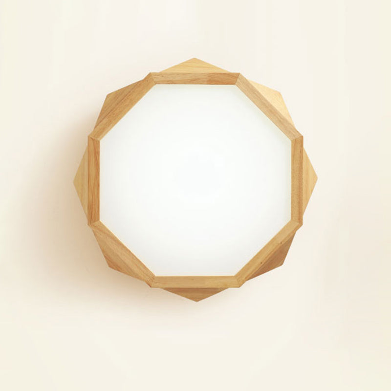 Holz Geometrische LED Deckenleuchte In Moderner Einfachheit Acryl Indoor Flush Mount in Log-Farbe
