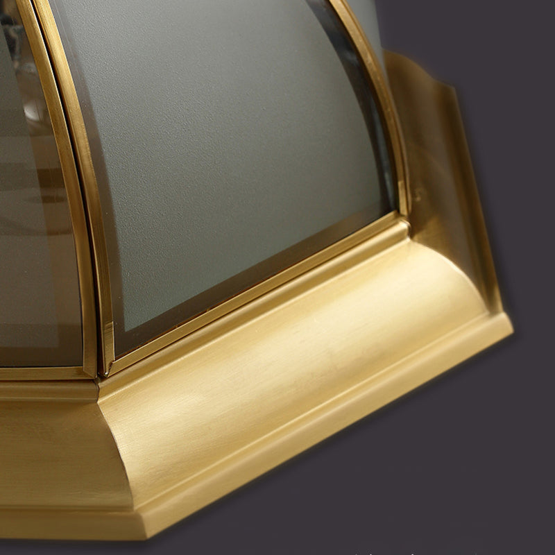 Shaded Living Room Flush Mount Light Fixture Traditional Glass Gold Flushmount Ceiling Lamp