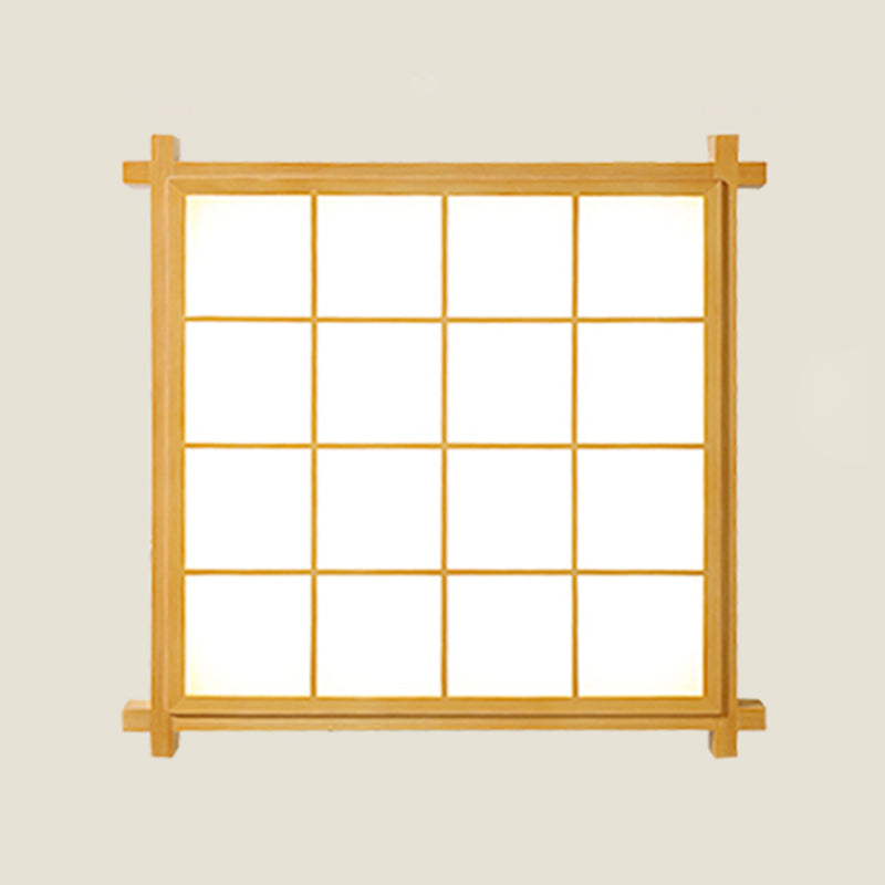 Wooden Rectangular LED Flush Mount in Modern Concise Style Acrylic Indoor Ceiling Light in Log Color