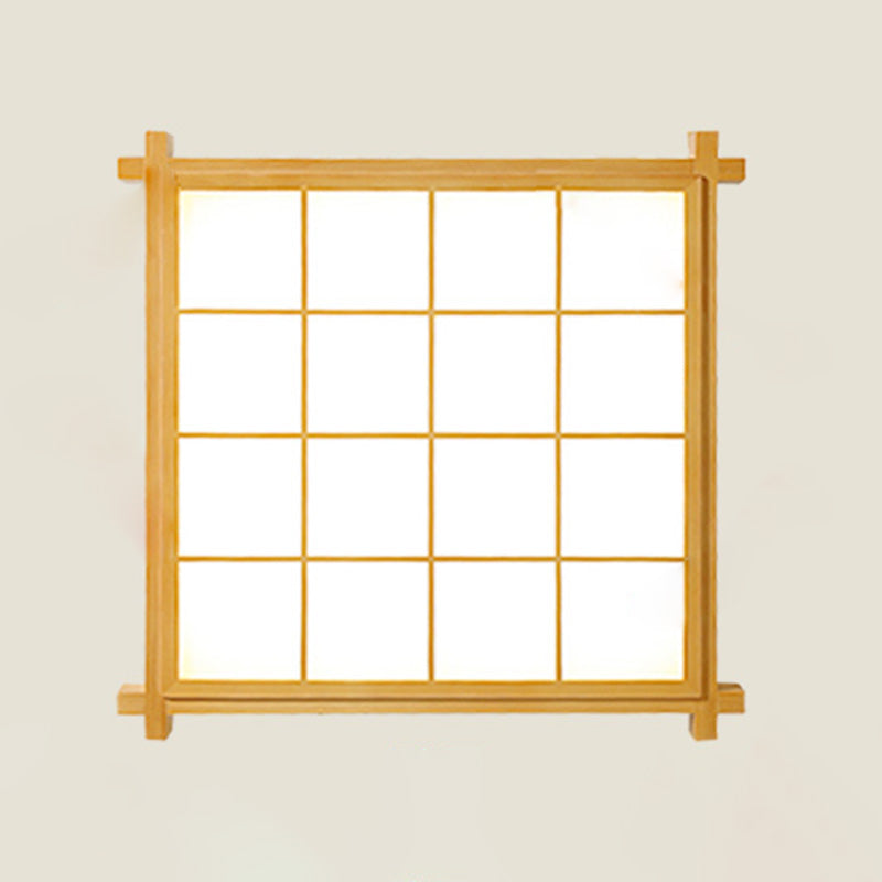 Wooden Rectangular LED Flush Mount in Modern Concise Style Acrylic Indoor Ceiling Light in Log Color