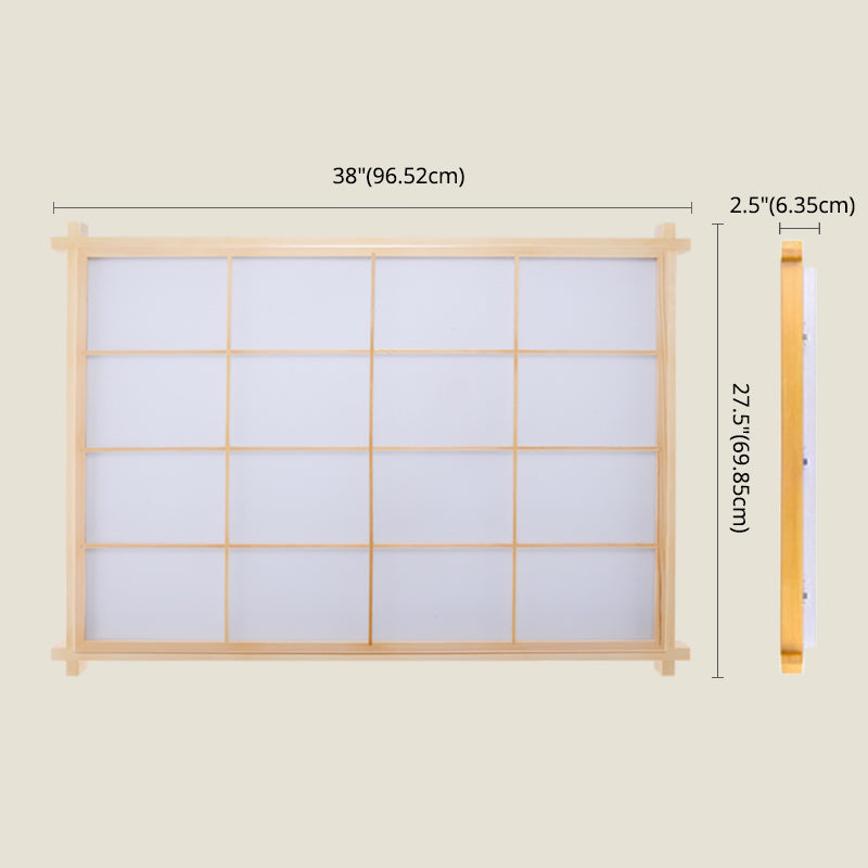 Wooden Rectangular LED Flush Mount in Modern Concise Style Acrylic Indoor Ceiling Light in Log Color